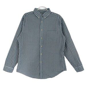 Merona Men's Long Sleeve Checked Cotton Button Down Shirt, Size L.